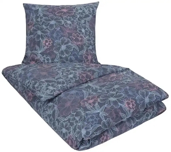 Billede af Blomstret sengetøj - 140x200 cm - Britta Blå - Sengesæt i 100% bomuld - Nordstrand Home Sengelinned hos Shopdyner.dk